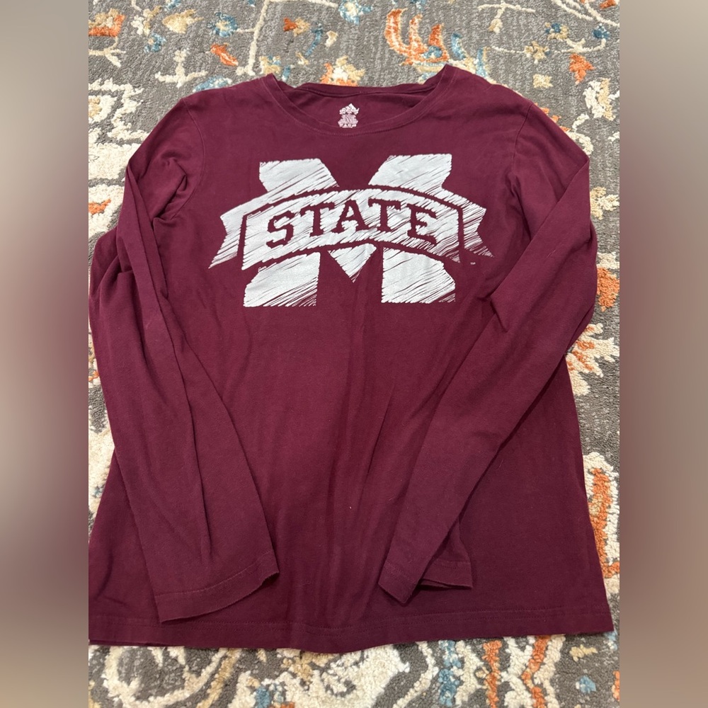 Adidas Mississippi State Long Sleeve Tee Women’s‎ Size Large Maroon Gray